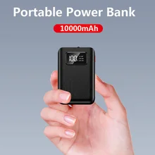 Для xiaomi power Bank 10000 mAh Мобильный разъем для зарядки телефона Portatil 5V 2A быстрое зарядное устройство мини банк питания с светодиодный фонарик