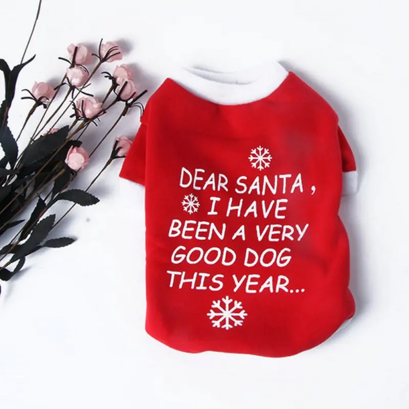 

Warm Xmas Christmas Pet Dog Coats Jackets Letter Print Dog Sweater Pet Clothes Costume Coat T-Shirt Dog Supplies