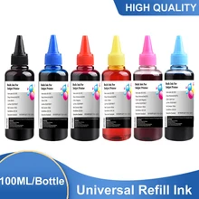 Kit de recharge d'encre universel, 6x100ML, pour imprimante à jet d'encre, pour Canon, HP, Lexmark, DELL, Kodak, CISS, cartouche