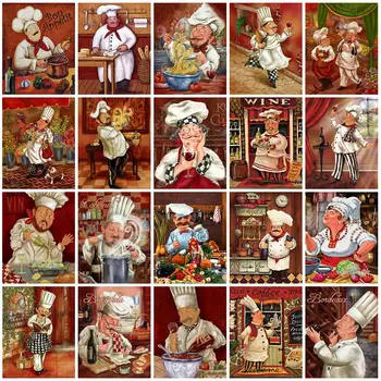 

5D DIY Square/Round Diamond Painting Chef Diamond Embroidery Cartoon Cross Stitch Mosaic Rhinestone Kitchen Home Decoration