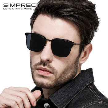 

SIMPRECT Polarized Sunglasses Men UV400 High Quality Square Sunglasses Retro Sun Glasses For Men Anti-glare Driver's Oculos