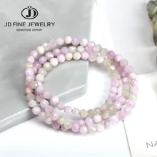 JD граненый кунзитовый камень эластичный браслет из бусин 5-6 мм Женский браслет многоцветный камень многослойный блестящий браслет хорошее качество