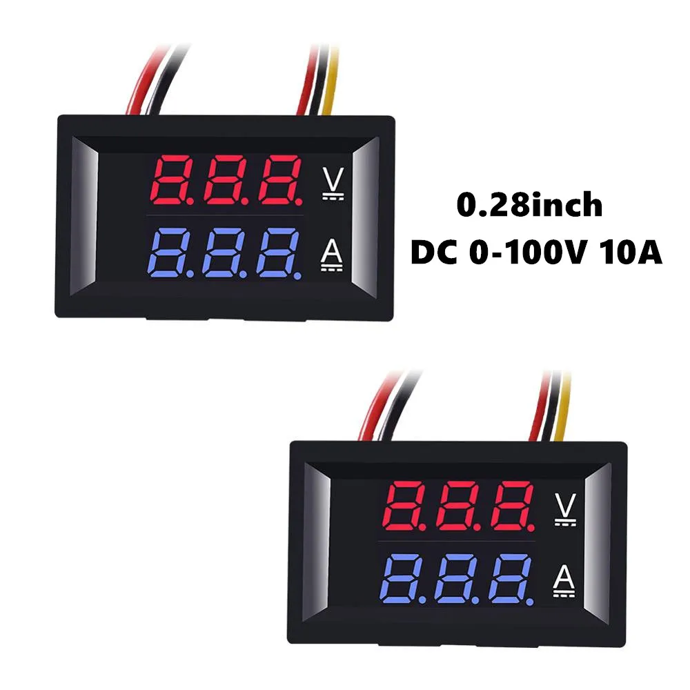 0 28 &quotсветодиодный DC0-100V 10A цифровой вольтметр Амперметр 2in1 мультиметр 12V/24V
