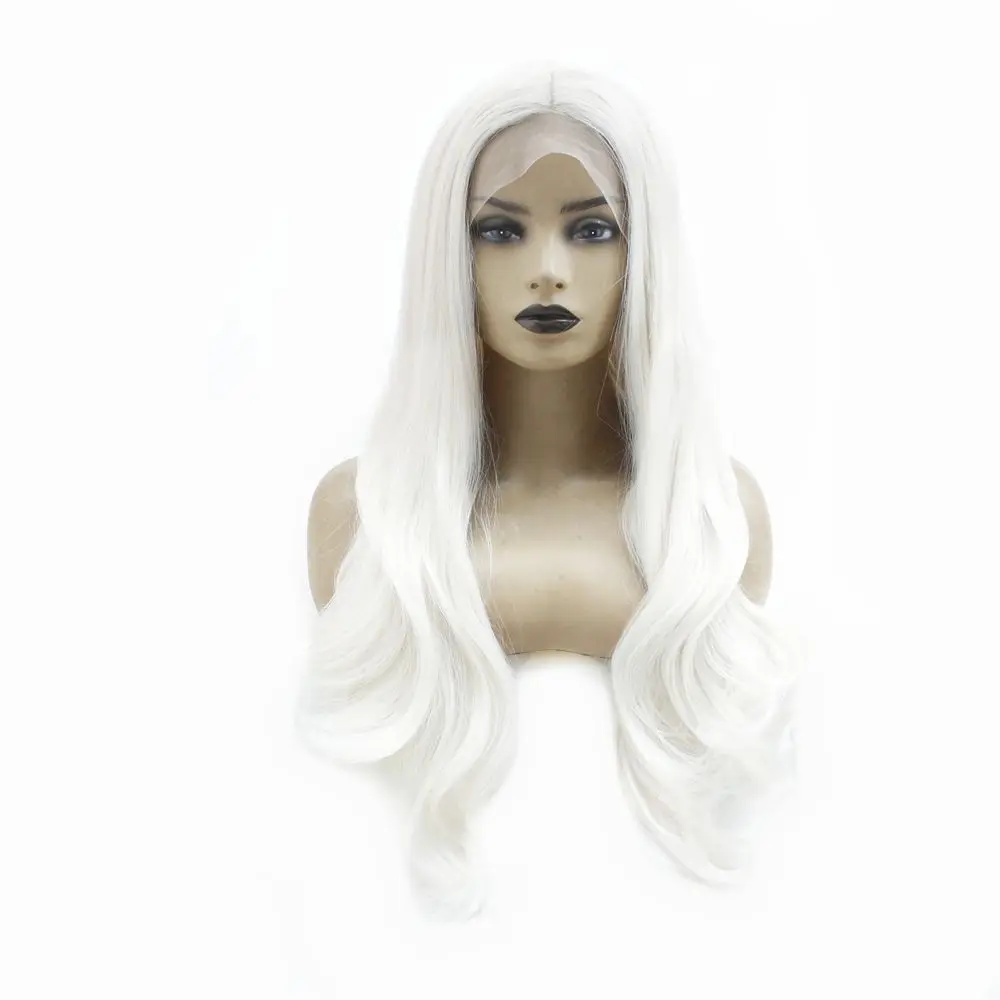 High Quality Blonde Long Natural Wave Hair Glueless Synthetic Lace Front Wigs Middle Part Heat Resistant Mix Blond Wig For Women
