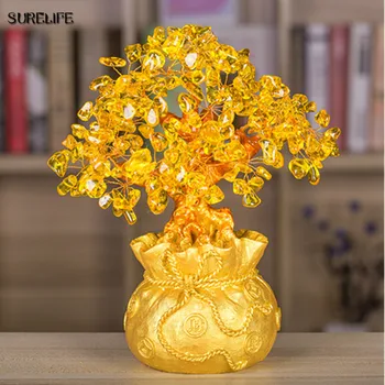 

4sizes Tall Mini Crystal Money Tree Bonsai Style Wealth Luck