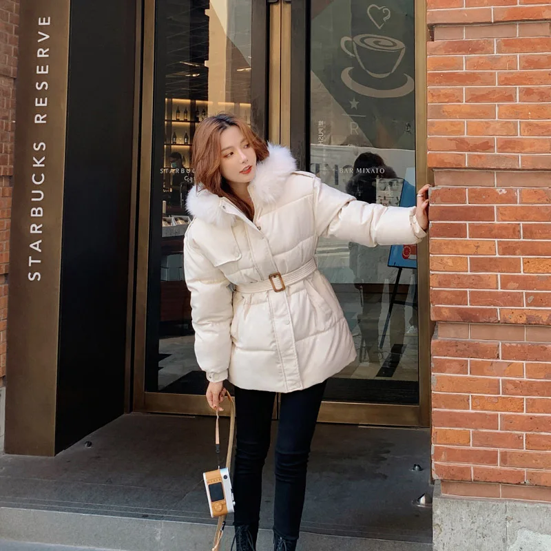 

2020 winter new 90% white duck down fox fur collar down jacket women fashion warm short hooded coat