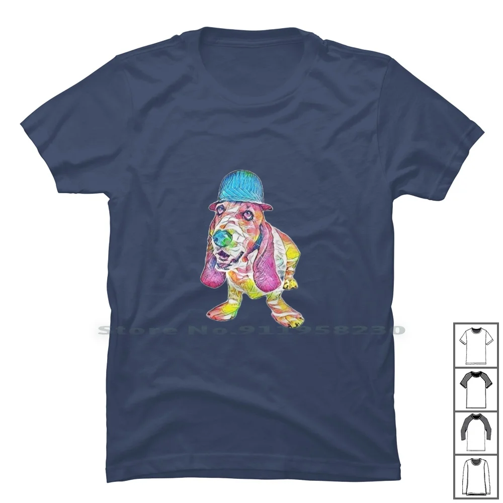 Un Divertente Basset Hound Dog Wear T Shirt 100% Cotton Wear Bass Set Fun Ear We Ny Do Ba Funny