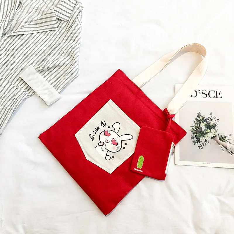 Холщовая Сумка женская на плечо Корейский стиль рюкзак из холщовой ткани с принтом стиль Женская холщевая сумка на плечо сумка/ручная сумка