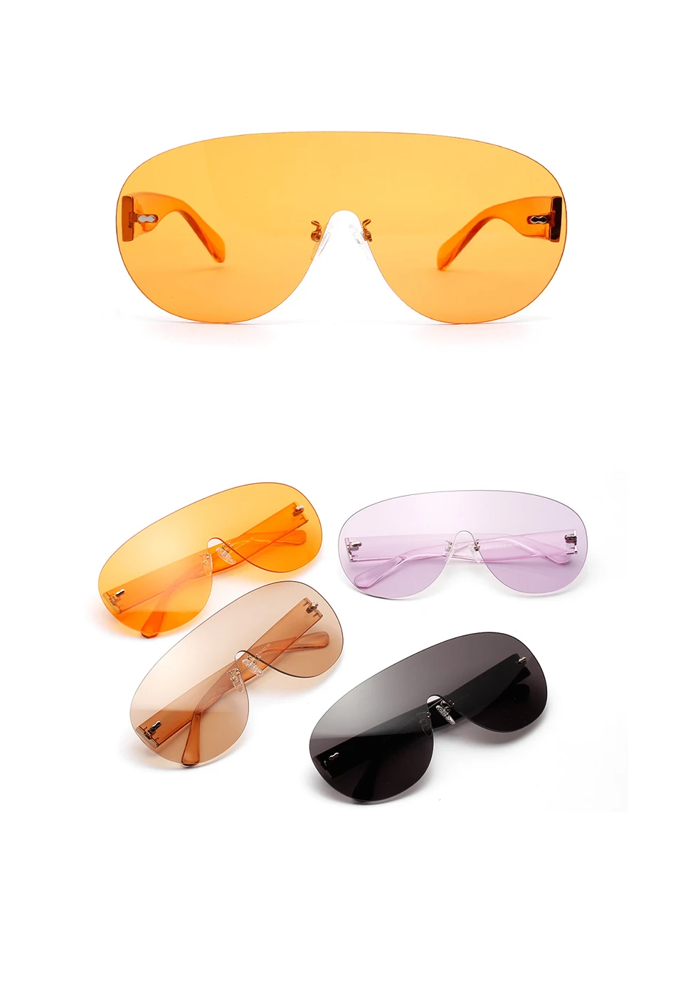 ELITERA Oversized Big Sunglasses For Women Men Fashion Rimless Eyewear