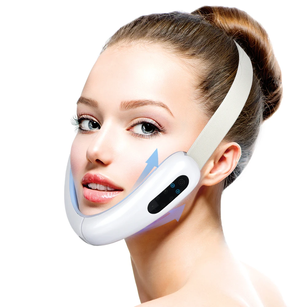 

Chin V-Line Up Lift Belt Machine Red Blue LED Photon Therapy Face Slimming Vibration Massager Facial Lifting Device V Face care