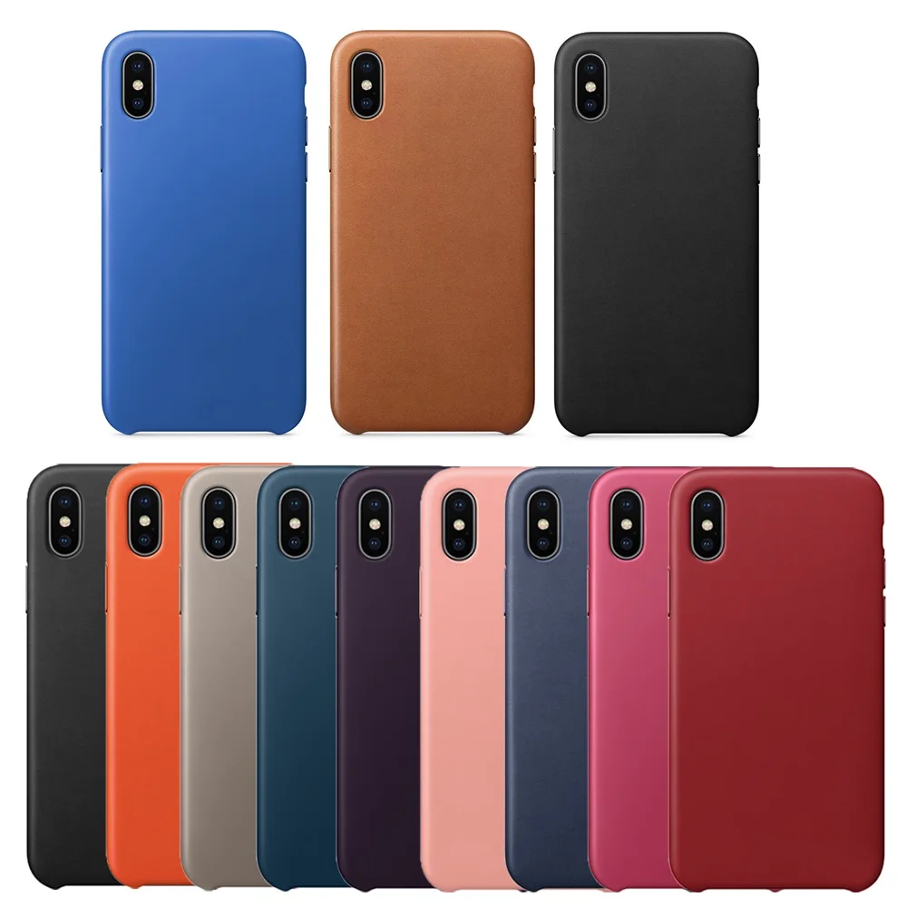

Copy Original LOGO Official Genuine Leather Case for iphone 7 8 Plus Real Leather Phone Cover for iphone X XS XR XS MAX Cases