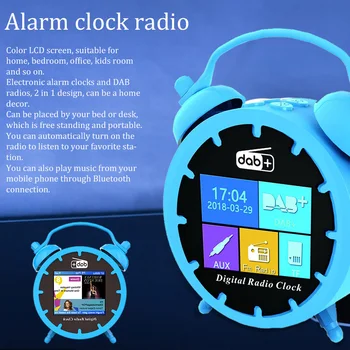 

2in1 With Antenna Practical Multifunction Bedroom Color LCD Screen Rechargeable Office Home Car Bluetooth 5.0 Alarm Clock Radio