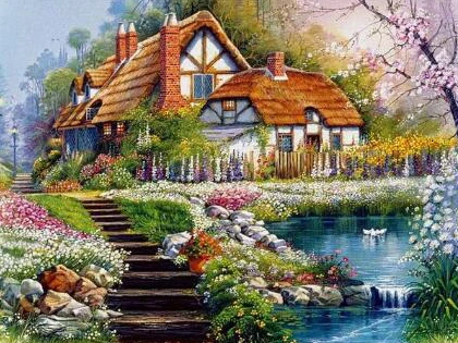 HOMFUN Full Square/Round Drill 5D DIY Diamond Painting "Landscape House" 3D Diamond Embroidery Cross Stitch Home Decor Gift 