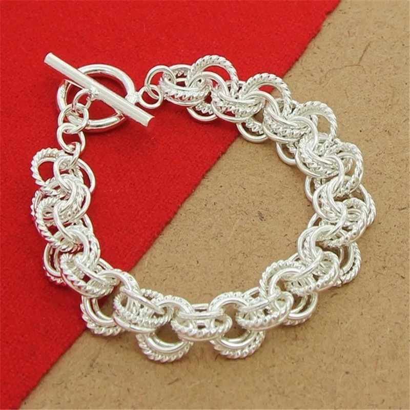 

High Quality 925 Sterling Silver Bracelet 8 Inch TO Multi-Ring Interlocking Bracelet For Your Woman & Men'S Jewelry Engagement G