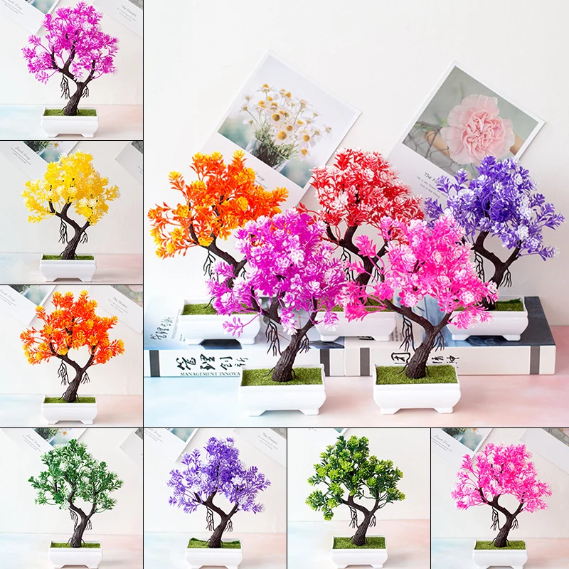 Artificial Potted Flower Fake Bonsai Pot Plant Home Office Table Desk Ornament Decor Simulation Plant Photography