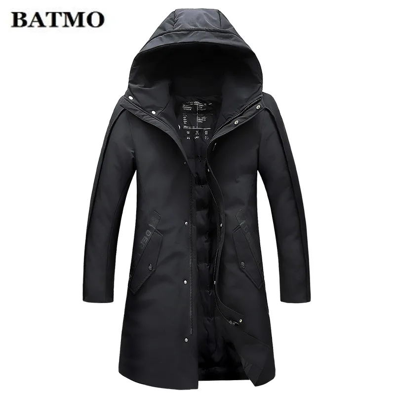 BATMO Новое поступление, высококачественные куртки с капюшоном на белом утином пуху, мужские теплые длинные парки, пуховики, большой размер L-4XL