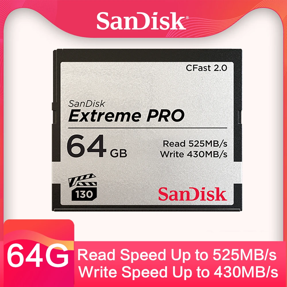 Sandisk Extreme Pro CF карта CFAST2.0 525 МБ/с./с VPG130 FullHD 4K видео 64 Гб 128 ГБ 256 для Canon 3D Mark2 1DX2 XC15 XC10