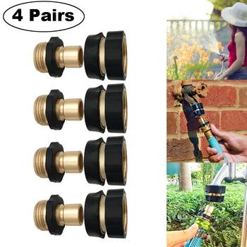 

4 Pairs Universal Garden Hose Quick Connect Kit Set Brass Hose Tap Adapter Connector Garden Watering Tool Drop Shipping