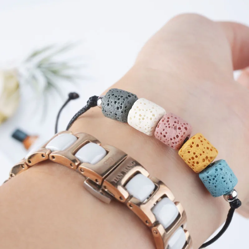 Lava Beads Mixed colors minimalist bracelet Natural Volcanic Stone Adjustable Stretch Bracelet&Bangle Jewelry beaded bracelet stone bead bracelet natural stone bracelet volcanic stone bracelet