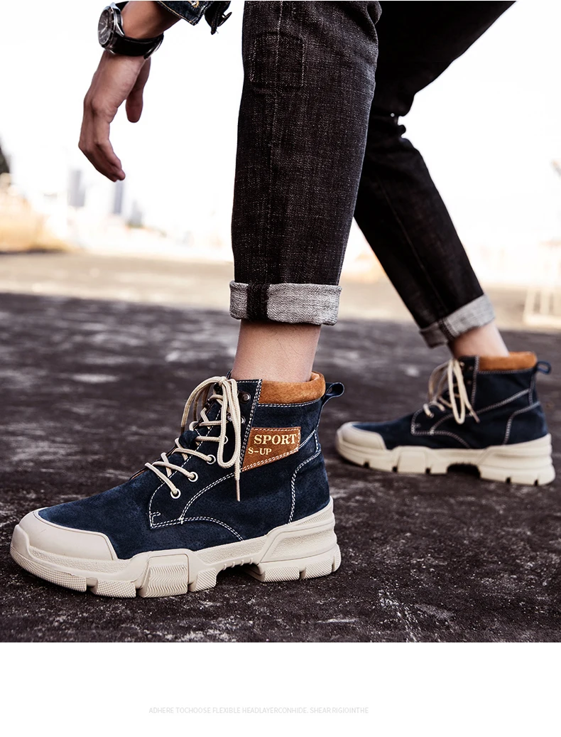 Autumn Winter Leather Men Boots Men's Casual Desert Boots Outdoor Comfortable Booties Men Lace Up Martin Boots