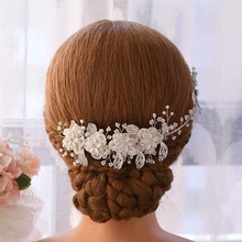 YouLaPan HP274 сплав лист свадебные волосы лоза для невесты сплав цветок свадебные аксессуары для волос ручной работы свадебная корона и Тиара