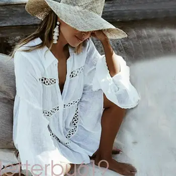 

Women Lace Crochet Bikini Cover Up Swimwear Bathing Suit Summer Beach Mini Dress