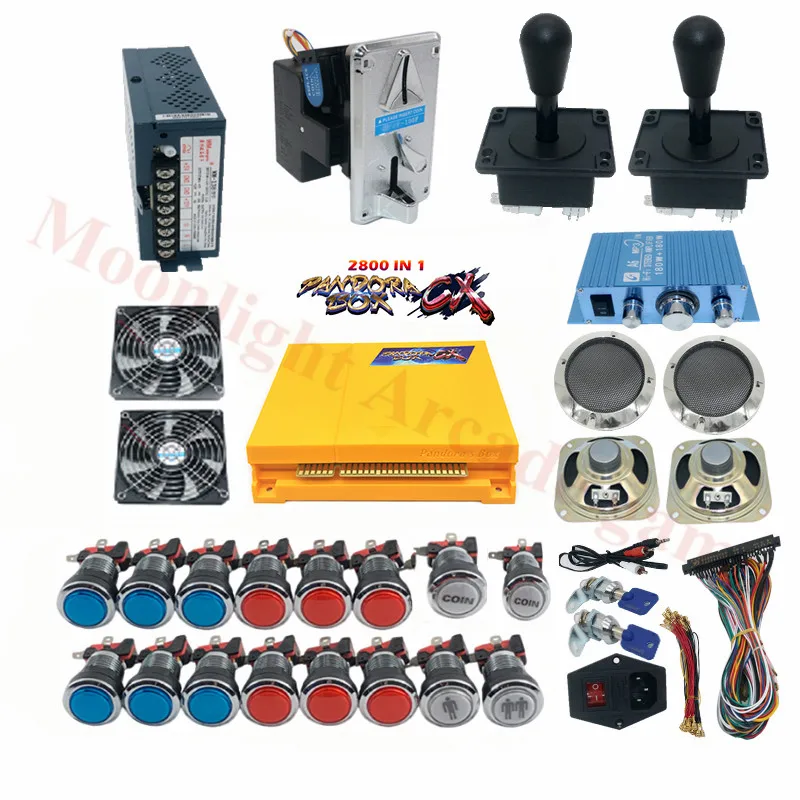 

Pandora CX 2800 IN 1 2player arcade cabinet kit American style arcade joystick with chrome led button kit save game progress