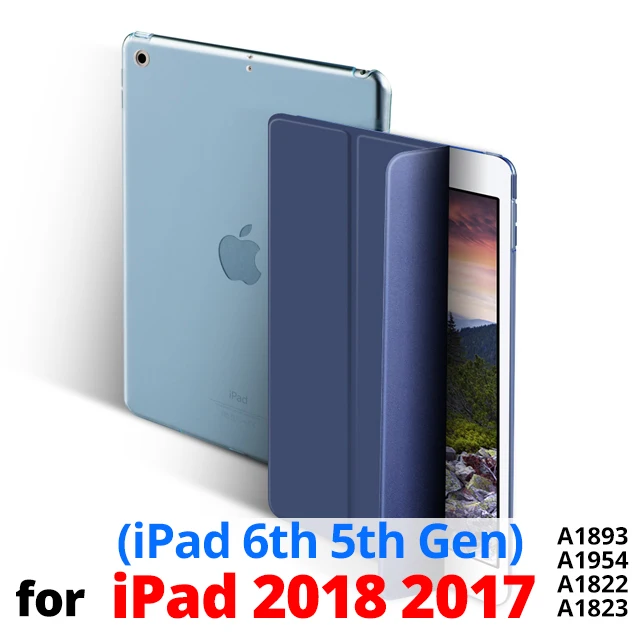 Чехол для iPad 9,7 6th 5th Generation чехол Тонкий Магнитный Флип-Стенд PU кожаный смарт-чехол для iPad Air 1 2 Funda Coque - Цвет: Dark Blue-2018 2017