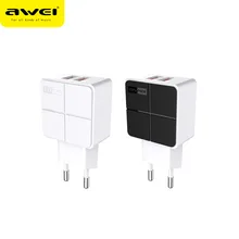 AWEI Dual USB зарядное устройство для телефона, быстрая зарядка, 5 В/2,4 А, ЕС, быстрое настенное зарядное устройство, адаптер, ЕС, мини разъем для iPhone 11, samsung, Xiaomi