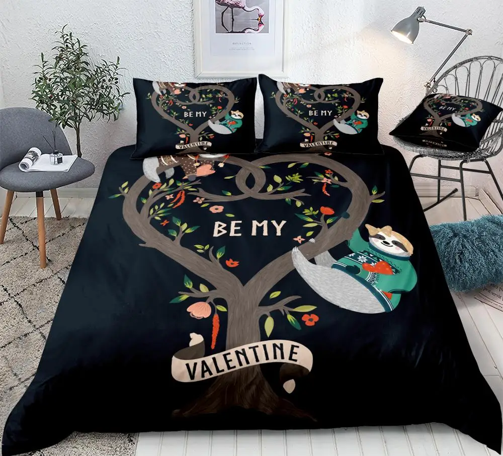 Набор пододеяльников для пуховых одеял с рисунком ленивеца из мультфильма, наволочка, детское постельное белье, мягкая удобная домашняя одежда для взрослых, Комплект постельного белья, размер США, король