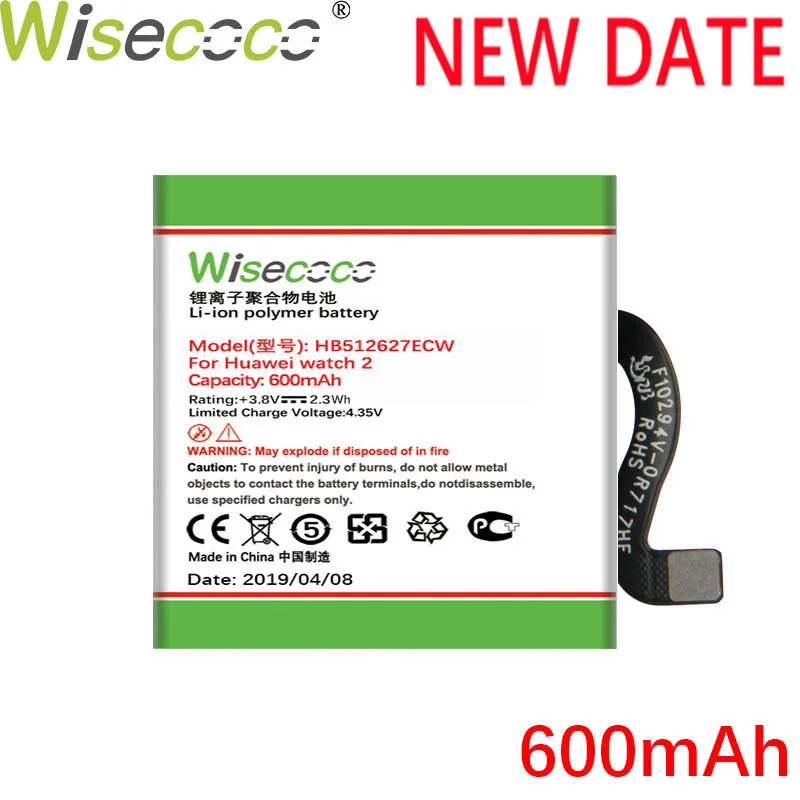 

WISECOCO 600mAh HB512627ECW Battery For HUAWEI watch 2 LEO-B09 SmartWatch In Stock Latest Production High Quality Battery