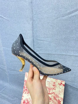 

The latest luxury brand in 2020 Genuine Leather Ladies high heel sandals Mesh sandals