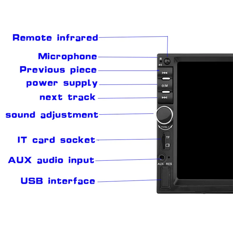 Автомобильный Mp5 MP3-плеер 7 дюймов двойной 2Din Hd Bluetooth пресс-экран стерео радио