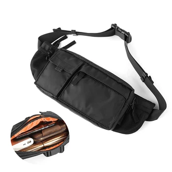 

LKEEP Waterproof Crossbody Bag Men Casual Shoulder Bags with Sports Belt Chest Bag Zipper Multi-layer Backbags Waist Pack