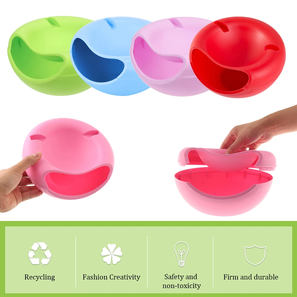 Creative Lazy Snack Bowl Plastic Double-Layer Snack Storage Box Bowl Fruit Bowl And Mobile Phone Bracket Chase Artifact 4Colors