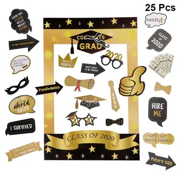 

25pcs Letter Printing Photo Frame Photo Props Set 2020 Graduation Party Fantastic Picture Selfie Frame Fun Photo Booth Props