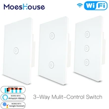 3 способа Wi-Fi умный мульти-контроль выключатель света работает с Alexa Google Home, не требуется концентратор Smart Life APP дистанционное управление
