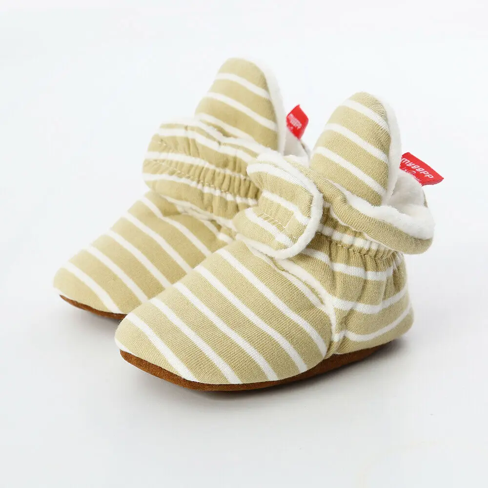 Хаки Toddler Newborn Cartoon Soft Crib Sole Baby Kids Girls Boy Prewalker Shoes 0-18M - Цвет: Хаки