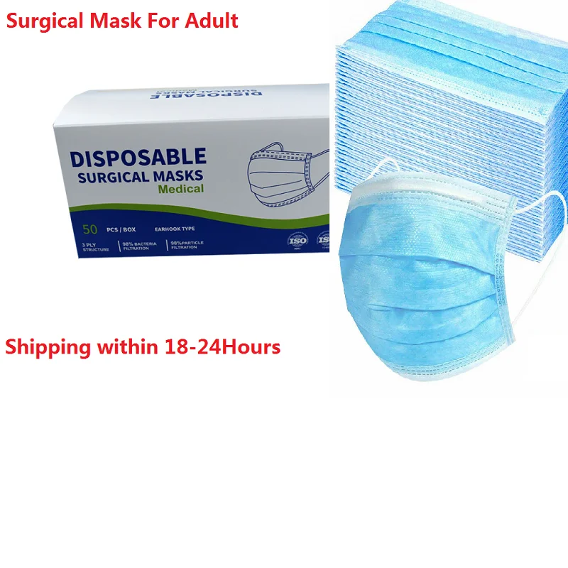 

50/200pcs Disposable Medical Surgical Mask 3 ply Breathable mouth mask Earhook Medical Masks Masques Filter face mask mascarilla