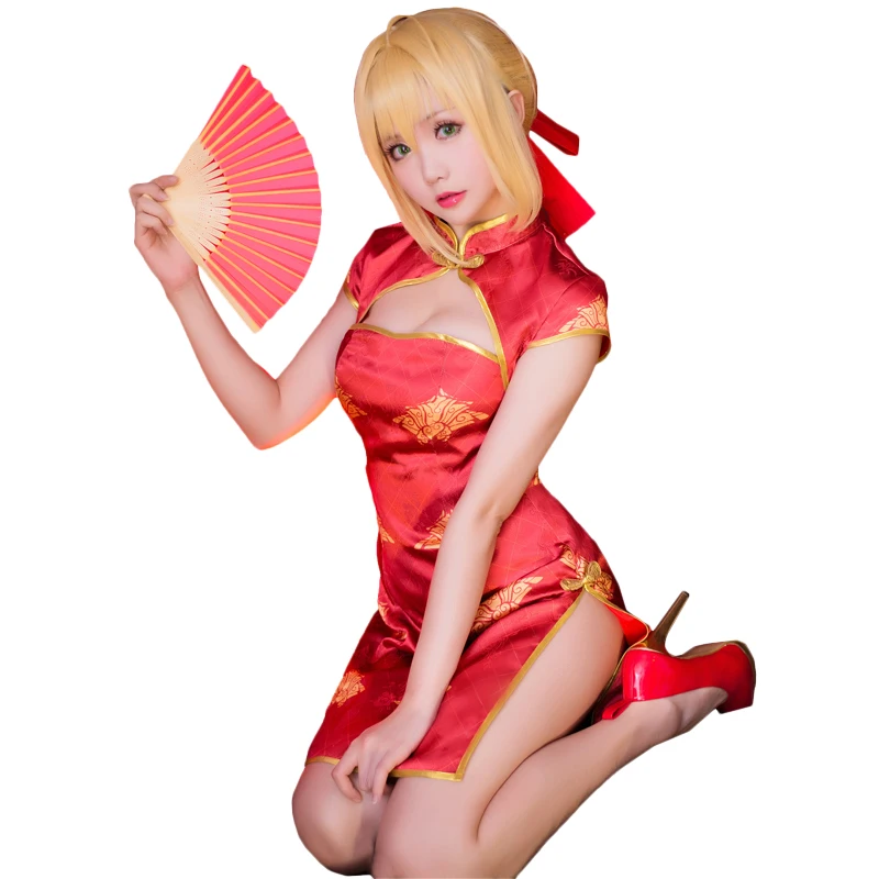Сабля Косплэй чехлы для телефонов Nero красный костюм Cheongsam Китайский Стиль аниме Fate Extella сабля Косплэй судьба Экстра Nero костюм Для женщин