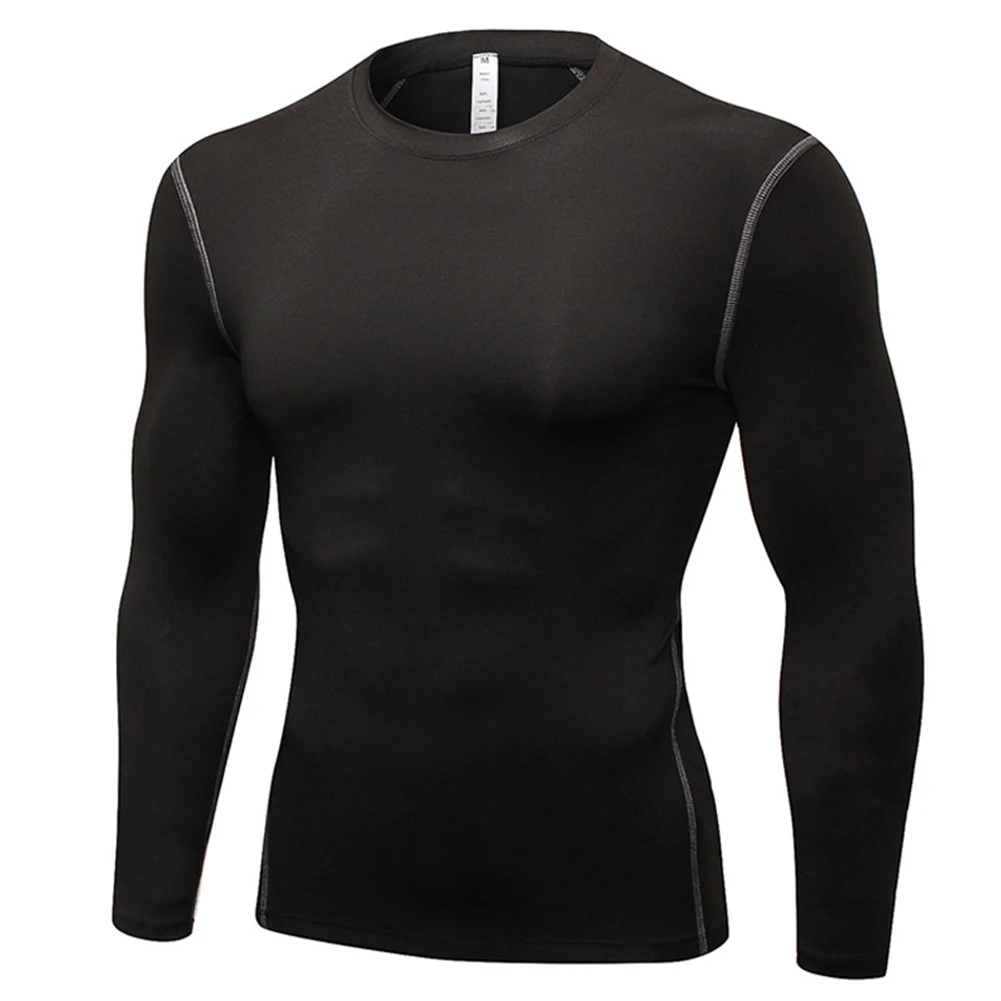 Новая мужская спортивная футболка для фитнеса с длинными рукавами, быстросохнущая футболка SD669 - Цвет: Черный