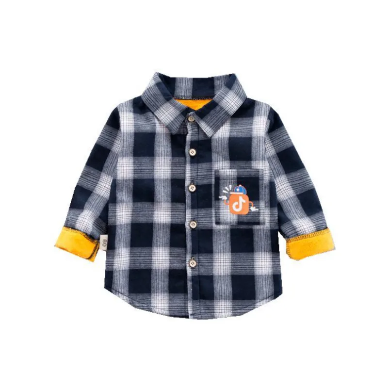 

Fashion Autumn Winter Baby Girl Clothes New Children Boys Plaid Thick Shirt Toddler Casual Costume Infant Cotton Kids Sportswear