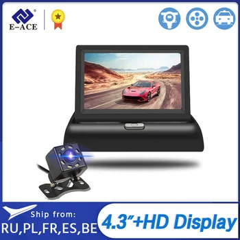 

Dropshipping E-ACE J02 4.3 Inch TFT LCD Car Monitor Foldable Display Reverse Camera Parking System For Car Rearview NTSC PAL