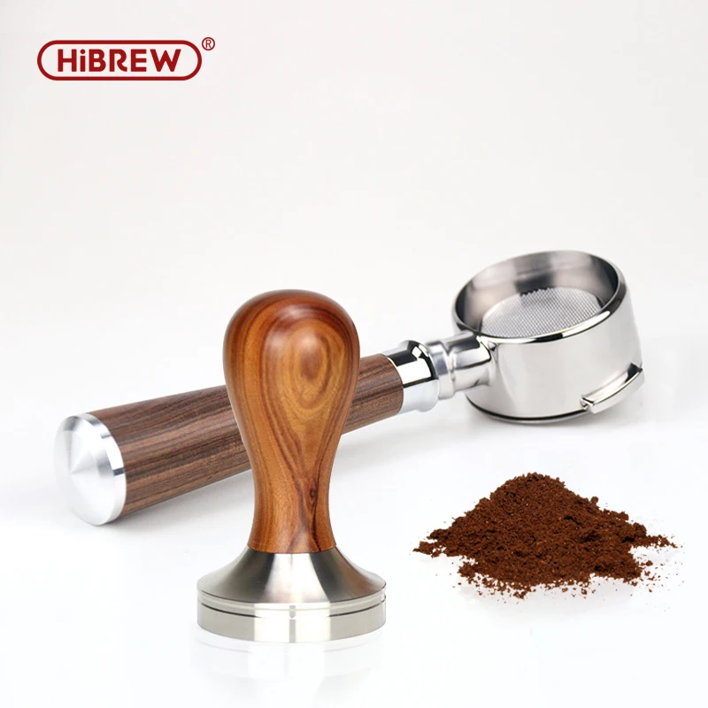HiBREW 51mm/58mm Tamper  Coffee powder handle 304 stainless steel and solid wood