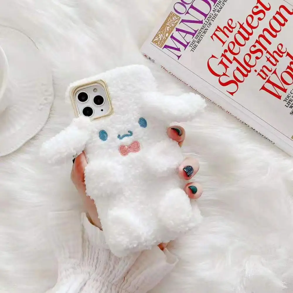 Милая теплая зимняя Мелодия Cinnamoroll кукла собака чехол для телефона пушистый плюш для iphone 11 чехол 3D мультфильм для iphone 7 8 plus XS MAX XR - Цвет: 1