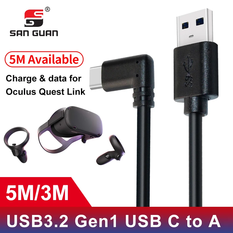 5 м 3 USB C кабель Oculus Quest 2 соединительный USB3.2 компактность под прямым углом Type c 3.2Gen1