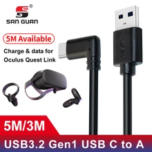 Cabo 5M 3M USB-C Óculo 2 Busca Link Cable USB3.2 Compatibilidade em Ângulo Recto-c 3.2Gen1 Velocidade de Transferência de Dados de Carga Rápida