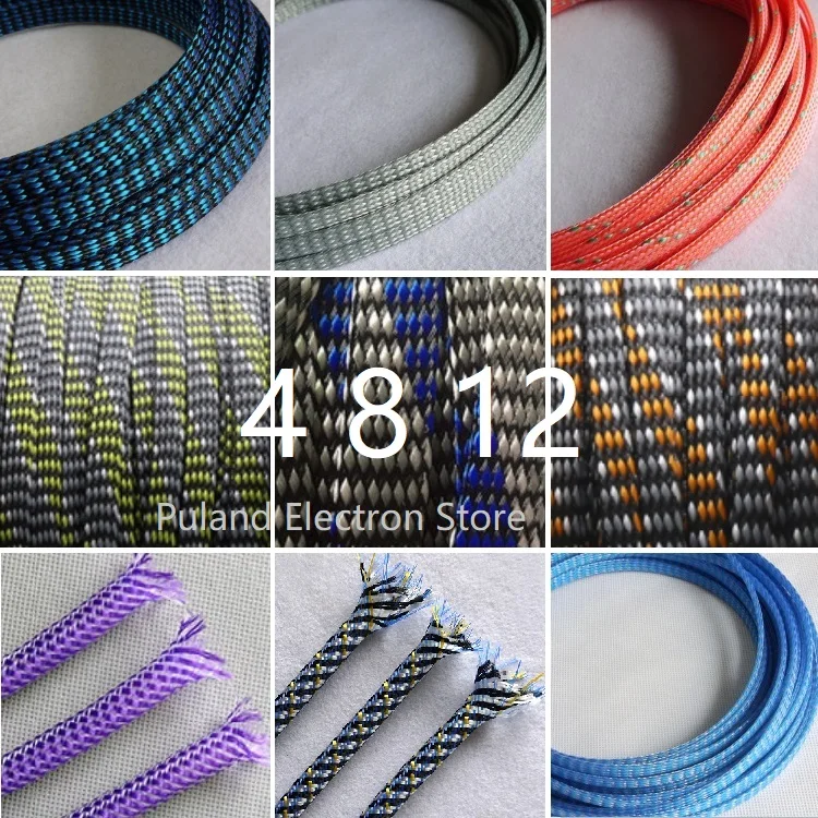 Colorful 4mm 8mm 12mm Expanded Braid Sleeve PP Cotton Mixed PET Yarn Soft Wire Wrap Insulated Cable Protect Line Harness Sheath |
