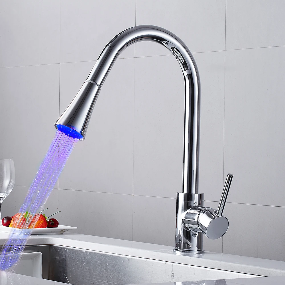 

Kitchen faucet led and faucet mixed rubber design single handle kitchen