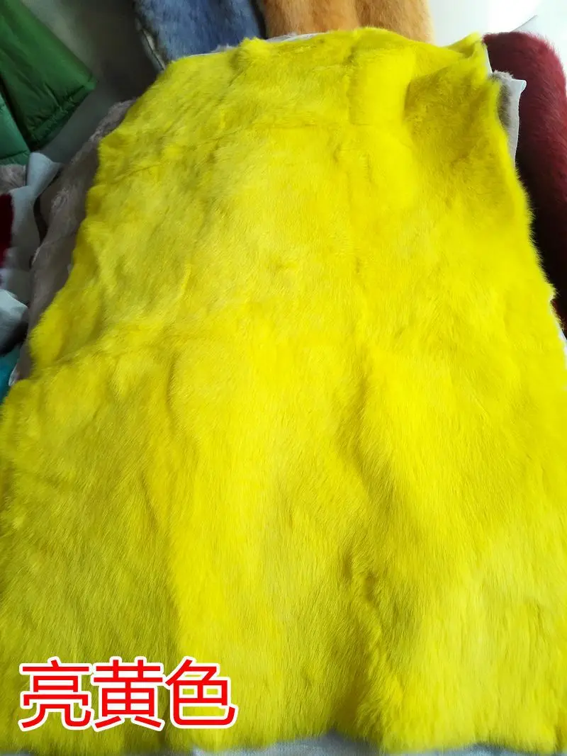 Qearlstar натуральный кроличья шкура одеяло красочные пластины натуральный мех кровать ковер декоративные ковры ремесло матрас Пелт кожи 55 см* 110 см WLC1909 - Цвет: yellow